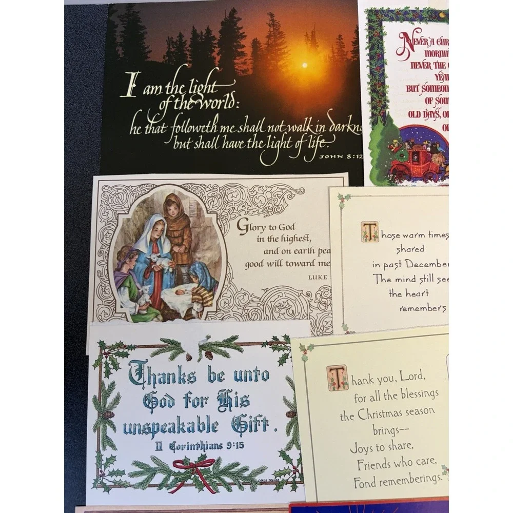 Vintage Christmas Cards Fronts ONLY Bible  Verses More Scrapbooking Crafts 50+
